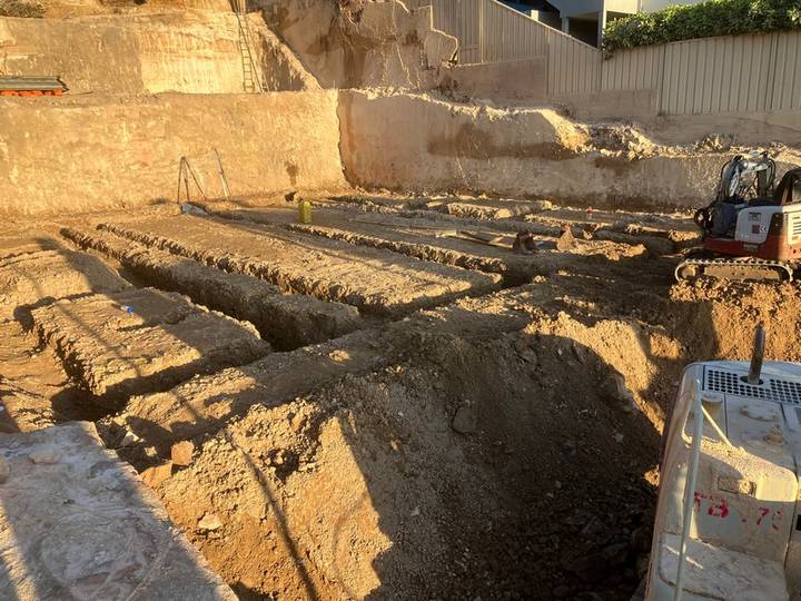 Retaining wall footings - Allsites Excavations Sydney Retaining wall footing trenches cut for a Sydney residential project