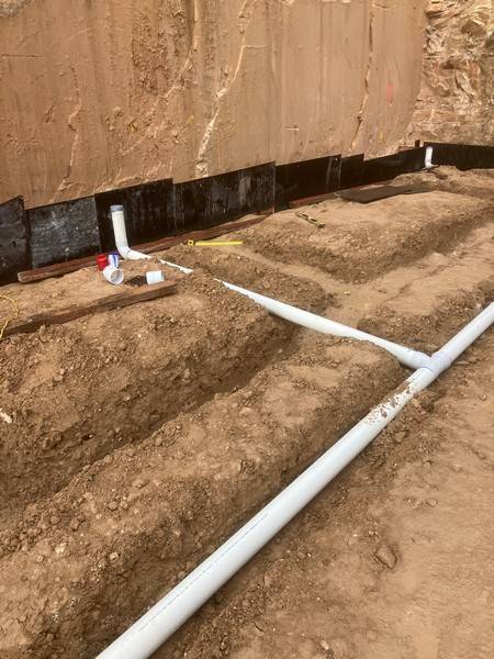 Drainage pipework - Allsites Excavations Sydney Drainage pipe installation before backfill on a Sydney excavation project